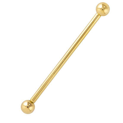 14k Solid Gold 14g Barbell with Plain 5mm Ball Externally Threaded