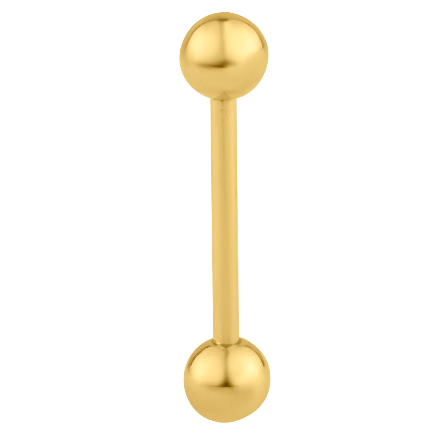 14k Solid Gold 14g Barbell with Plain 5mm Ball Externally Threaded