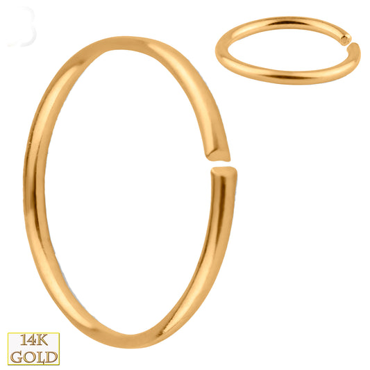 14k Solid Gold Seamless Continuous Ring Hoops Piercing, Minimalist Gold Ear Hoops, Dainty Piercing Jewelry, Statement Earrings, Sexy Jewelz, Los Angeles