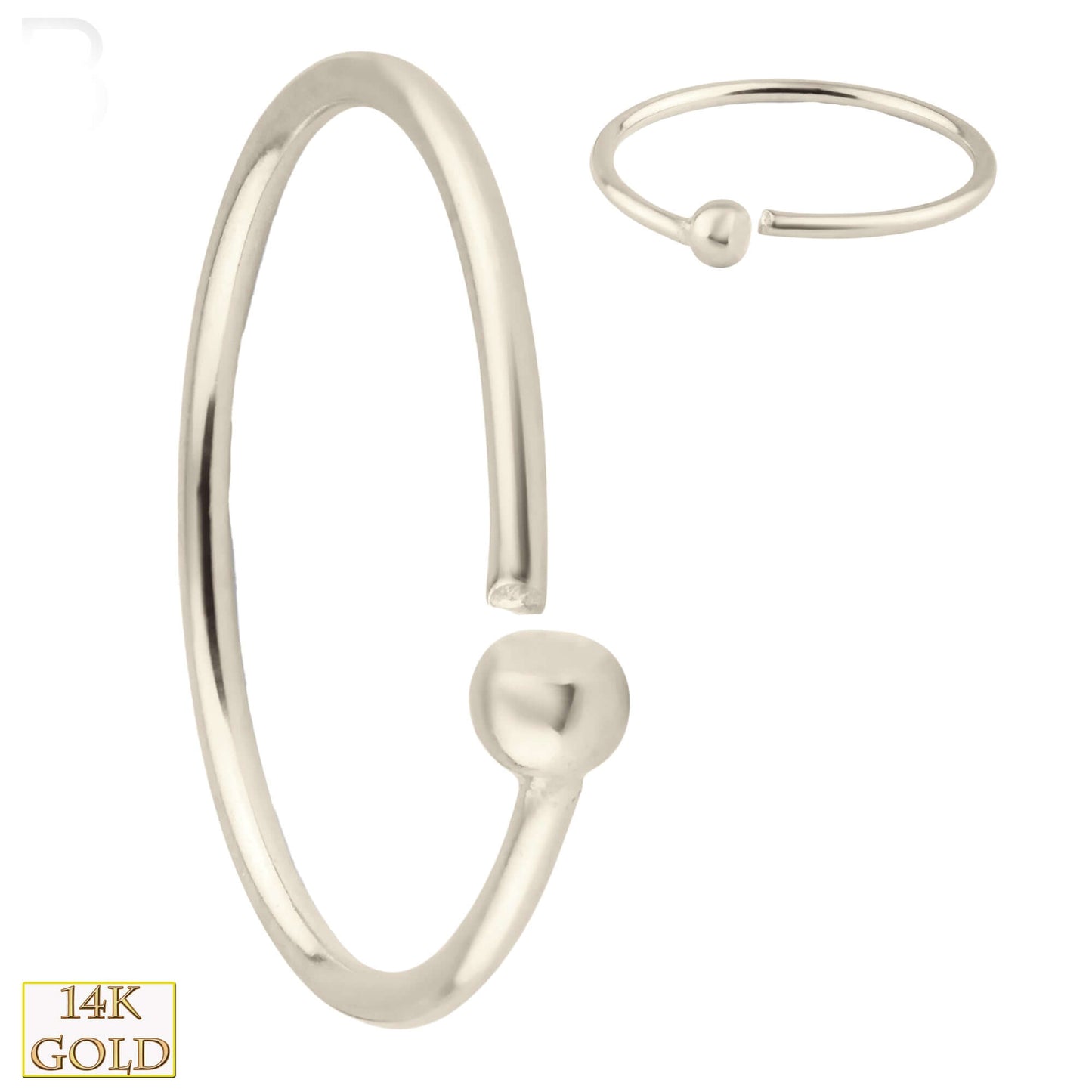 14k Solid Gold Fixed Bead Hoops Piercing, Twist to Open Earrings, Minimalist Jewelry, Sexy Jewelz, Los Angeles