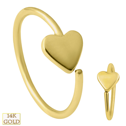 14k Solid Yellow Gold Heart Design Hoops, Twist to Open, Piercing Earrings, Handcrafted Jewelry, Sexy Jewelz, Los Angeles