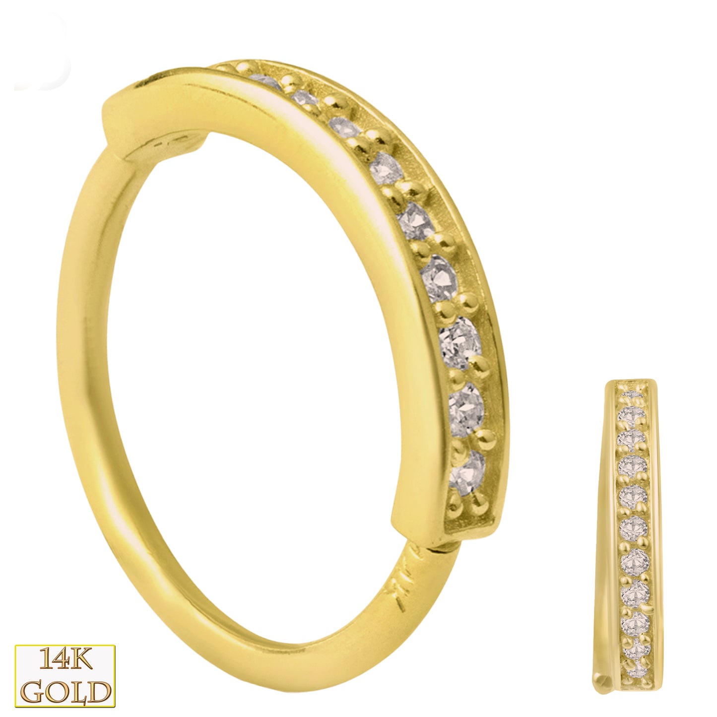 14k Yellow Gold Diamond Hoop Piercing Ring, GH/SI1 Natural Diamonds, 22g, Elegant Jewelry, Sexy Jewelz, Los Angeles