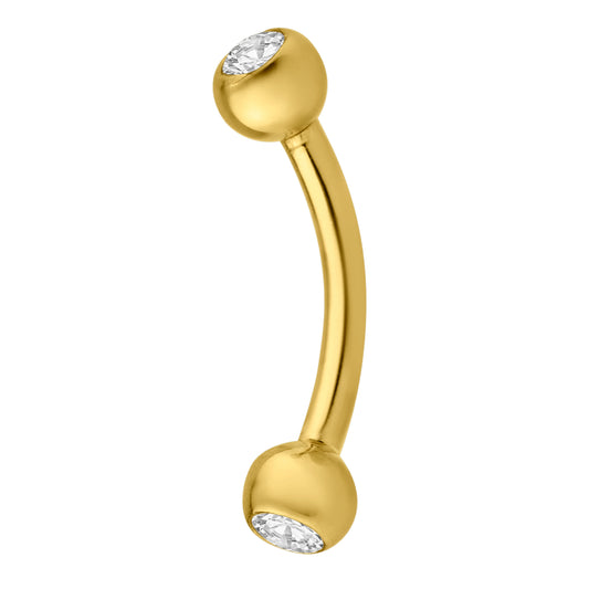 14k Solid Gold Ball with CZ Eyebrow Barbell