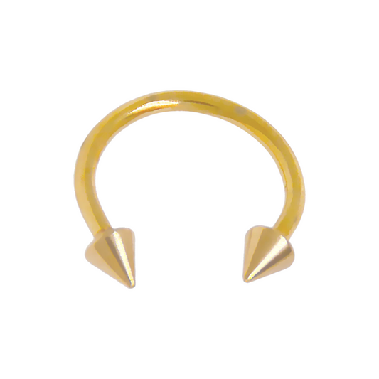 14k Solid Gold 16g Spike Horseshoe