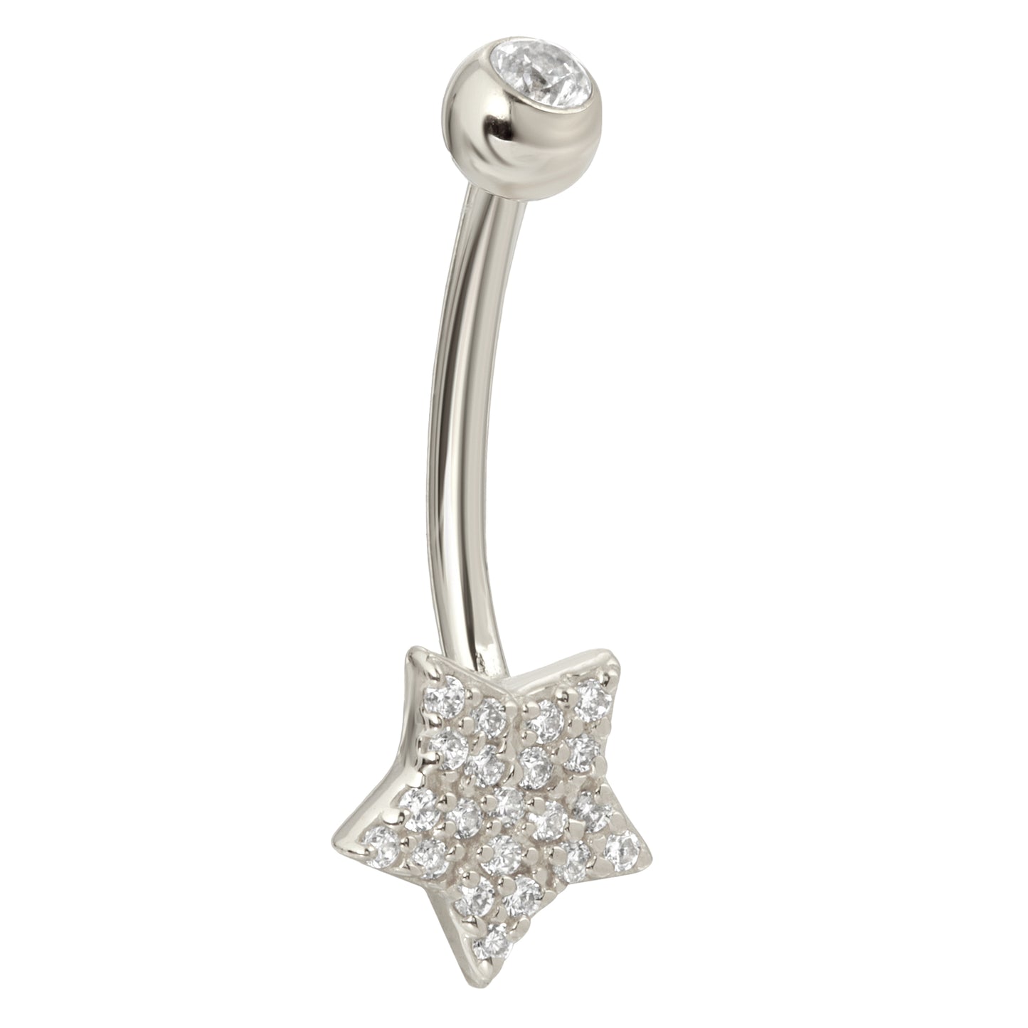 14k Solid Gold Banana Belly Ring with 8mm Star Design