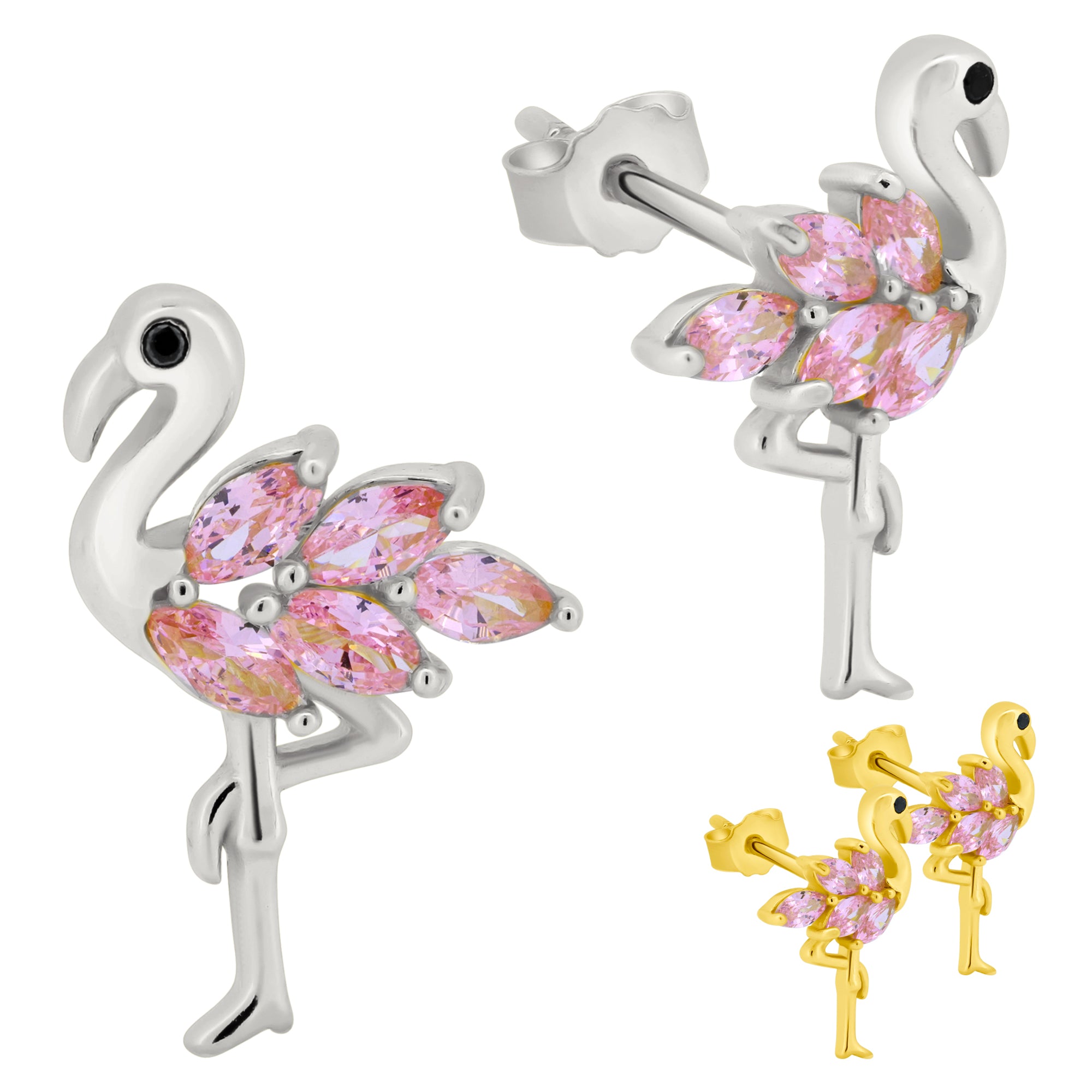 Silver clearance flamingo earrings