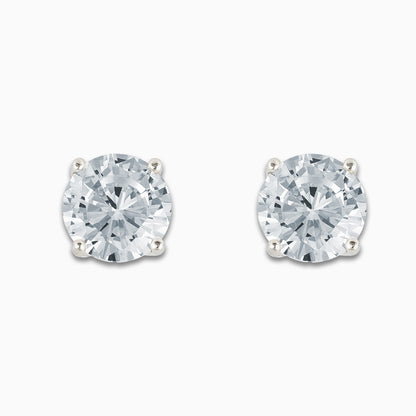 925 Sterling Silver Push Back Earrings with Round Cubic Zirconia