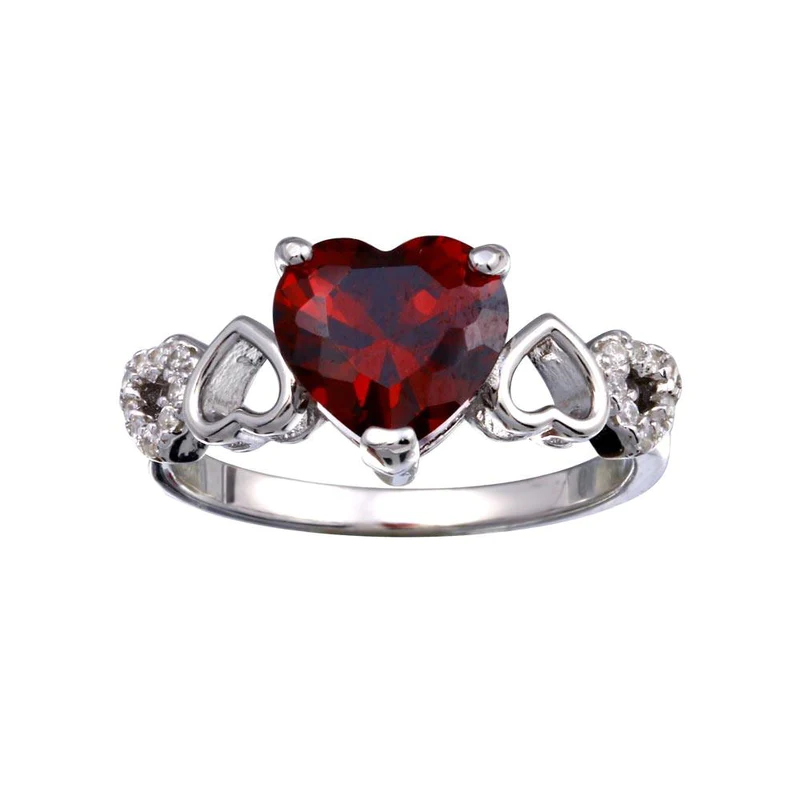 925 Sterling Silver Red Heart Ring