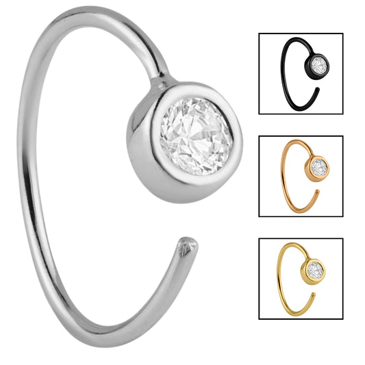 Bezel CZ Hoops, 925 Sterling Silver Piercing, 22g Thickness, Hypoallergenic Earrings, 22g Thickness Bezel CZ Hoops, 925 Sterling Silver Piercing, Hypoallergenic Earrings, Sexy Jewelz, Los Angeles