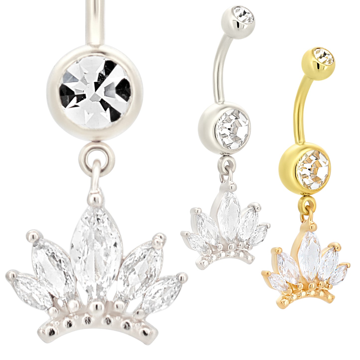 316L Stainless Steel Dangling Crown Design Belly Ring