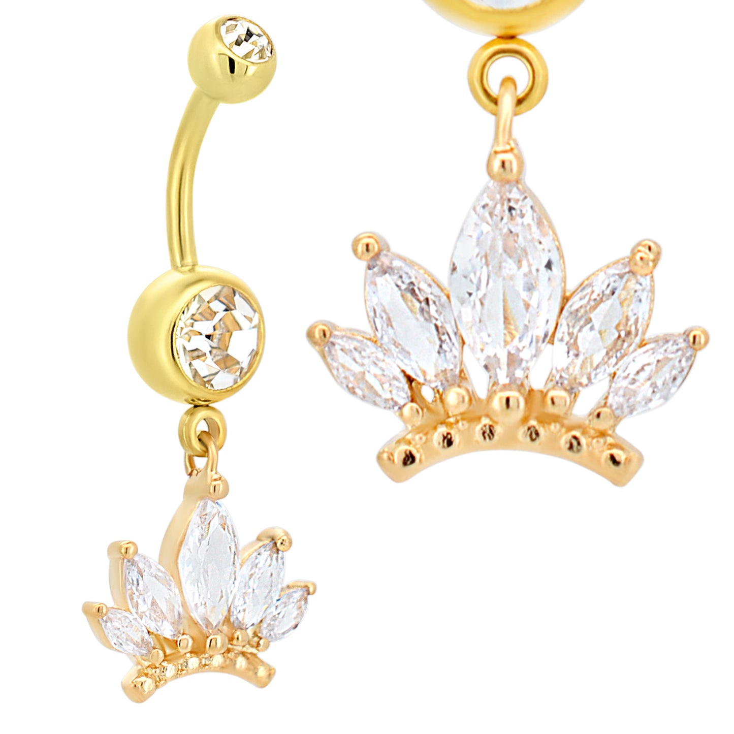 316L Stainless Steel Dangling Crown Design Belly Ring