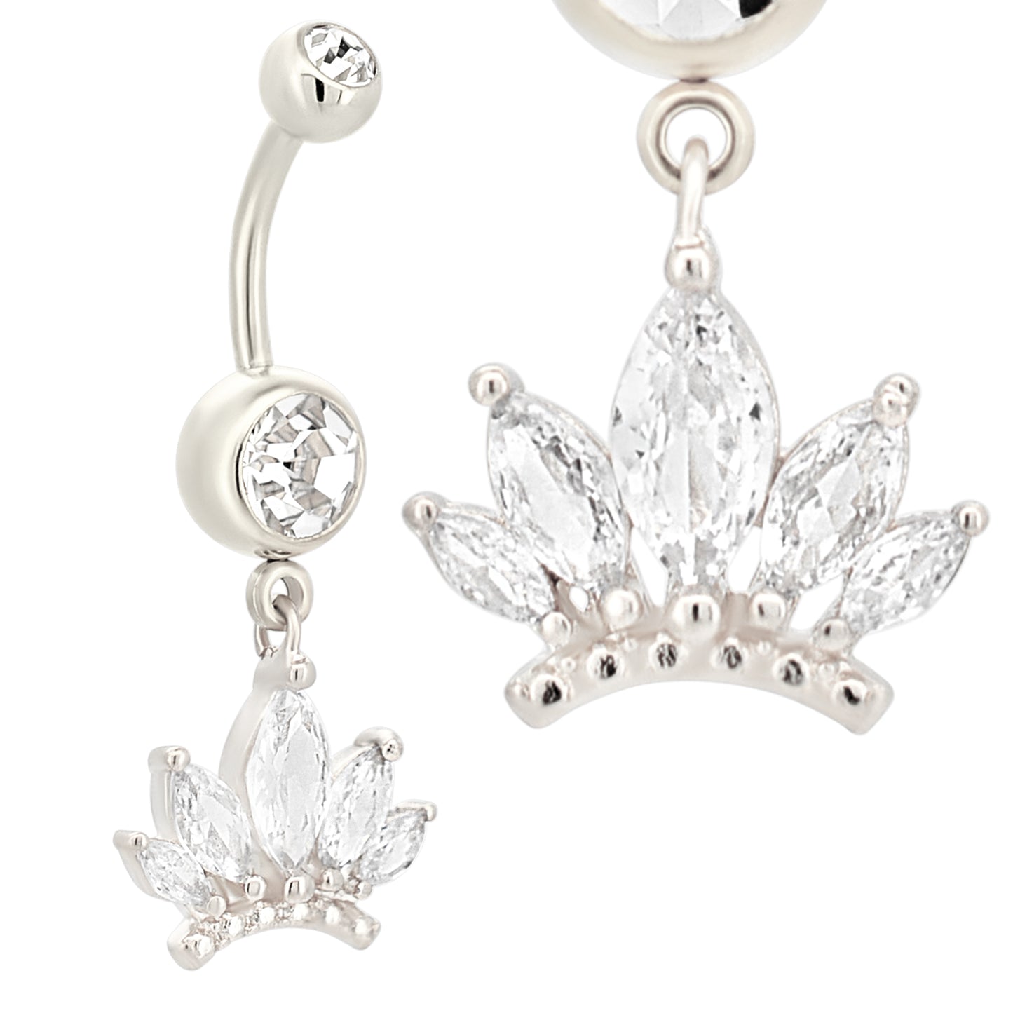 316L Stainless Steel Dangling Crown Design Belly Ring