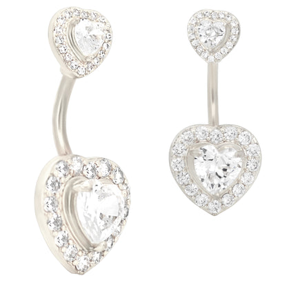 316L Stainless Steel Halo Heart Shaped Zircon Belly Ring