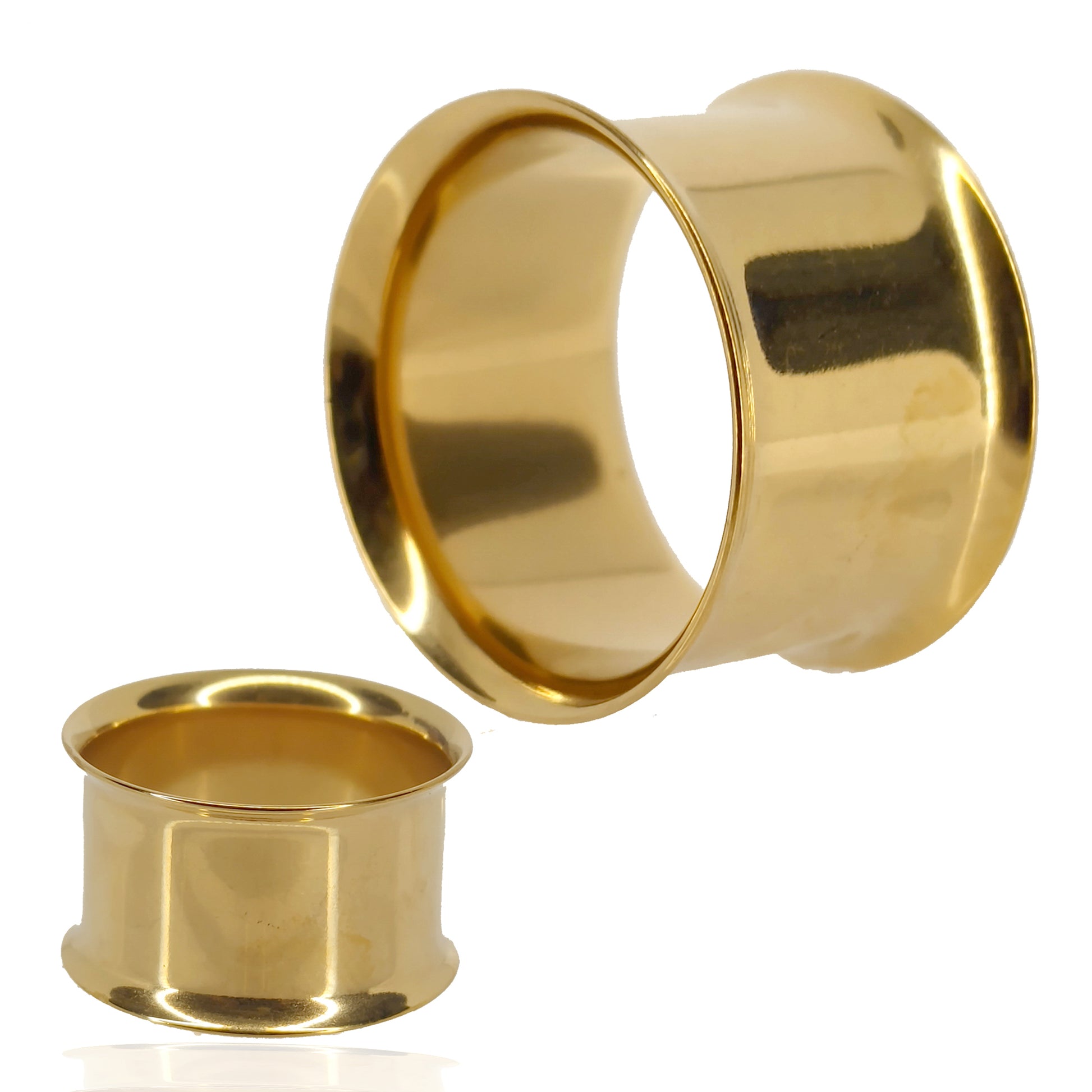 Gold Plated Double Flare Plug, 316L Steel Gauges, Tunnel Plug, Ear Expander, Body Jewelry, Sexy Jewelz, Los Angeles