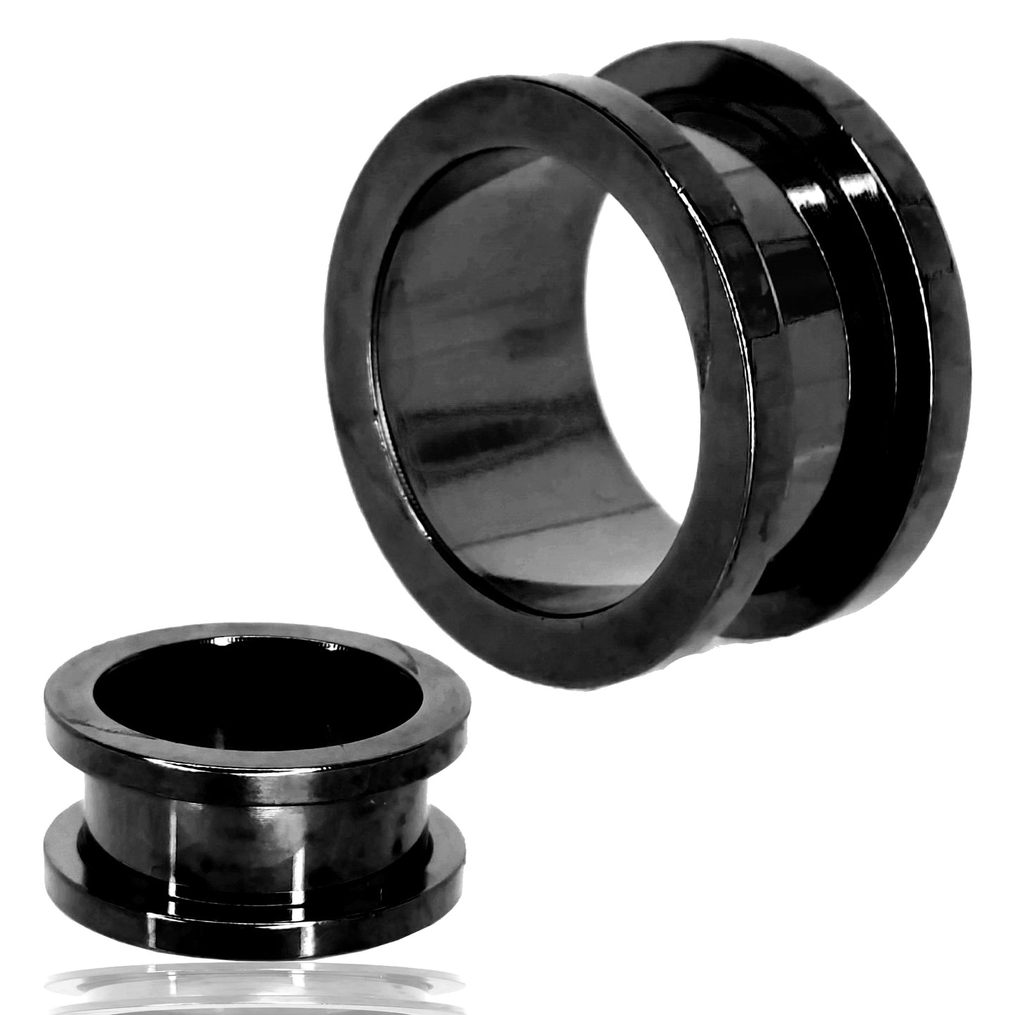 316L Steel Screw On Plug Gauges, Black Plated Tunnel Plug, Plain Design Surgical Steel Body Jewelry, Sexy Jewelz, Los Angeles