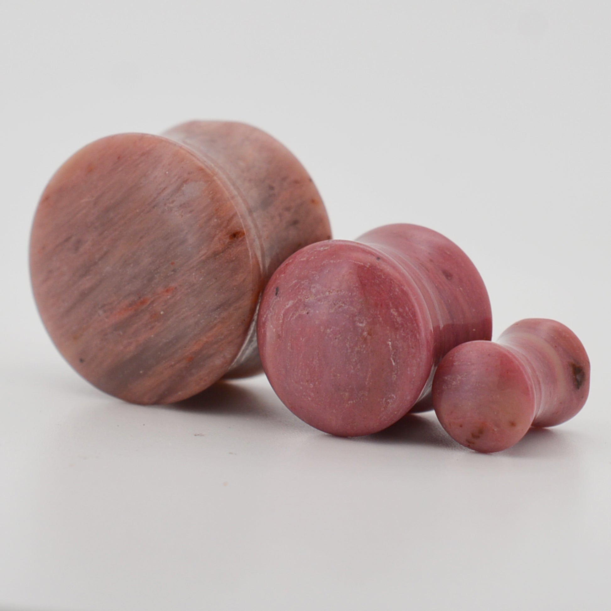 Natural Rhodonite Organic Stone Double Flare Ear Plugs | Gauges, Handcrafted Ear Gauges, Healing Stone Plugs, Organic Ear Stretching Jewelry