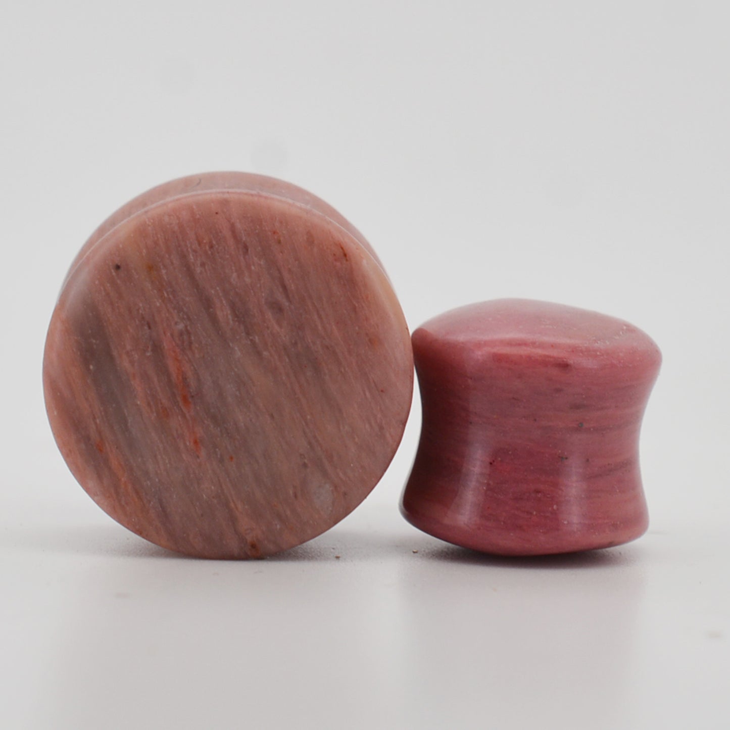 Natural Rhodonite Organic Stone Double Flare Ear Plugs | Gauges, Handcrafted Ear Gauges, Healing Stone Plugs, Organic Ear Stretching Jewelry