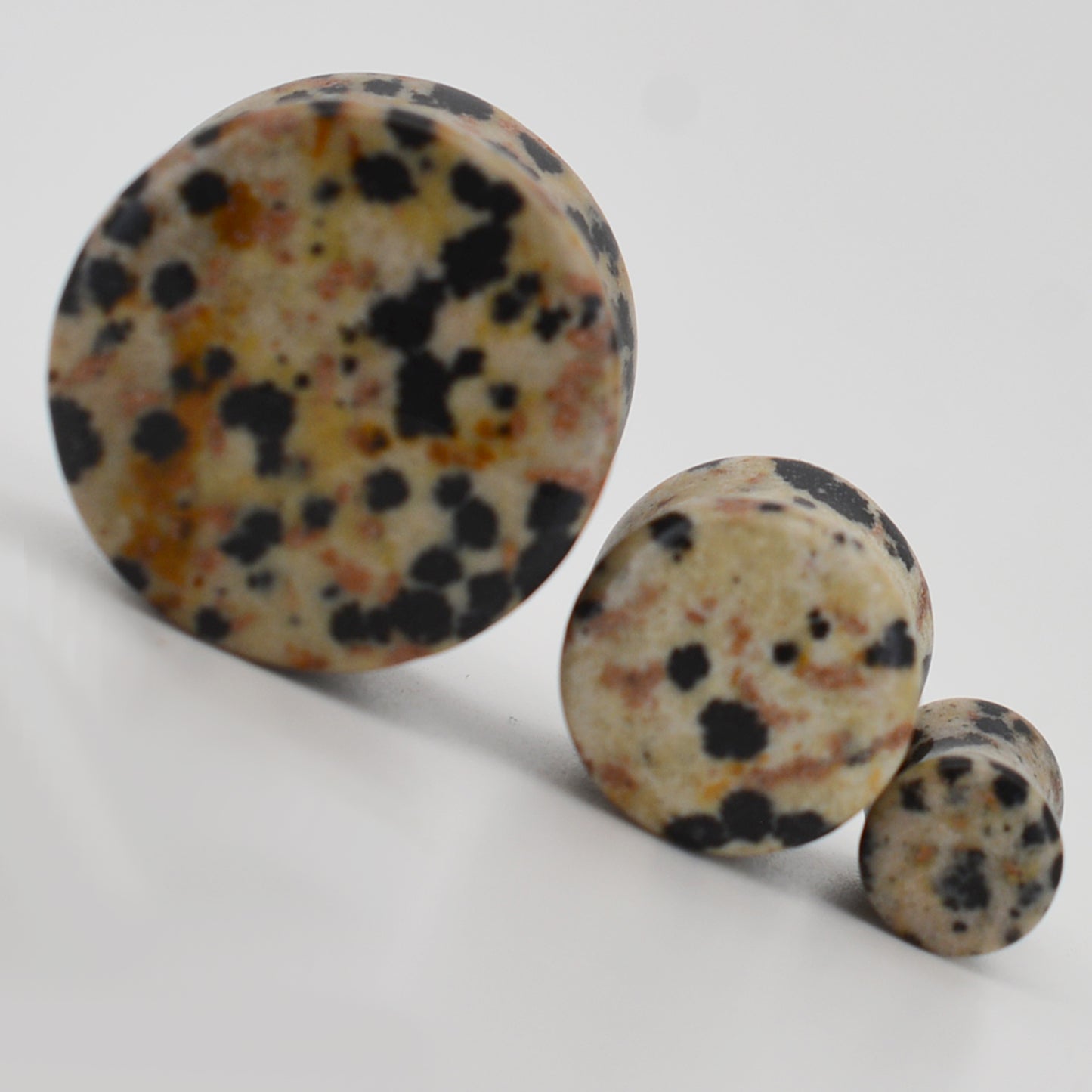 Natural Jasper Dalmatian Stone Ear Plugs, Organic Gauges, Double Flare Plugs, Ear Stretching Jewelry