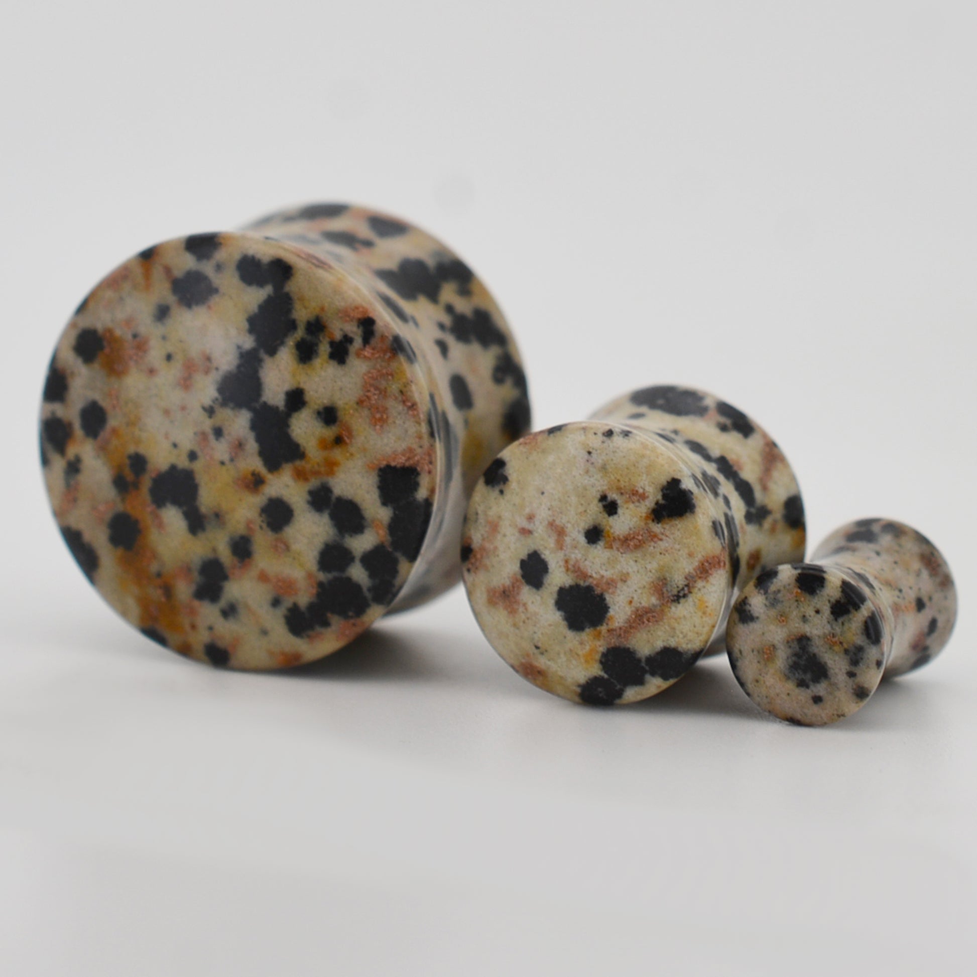 Natural Jasper Dalmatian Stone Ear Plugs, Organic Gauges, Double Flare Plugs, Ear Stretching Jewelry