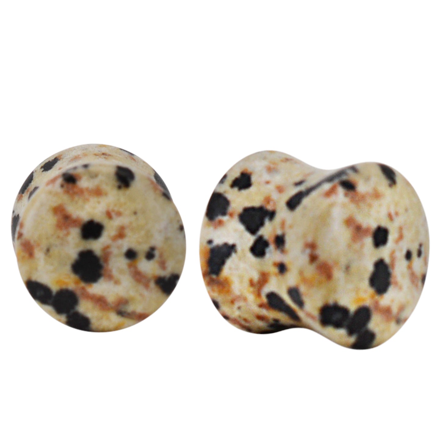 Natural Jasper Dalmatian Stone Ear Plugs, Organic Gauges, Double Flare Plugs, Ear Stretching Jewelry