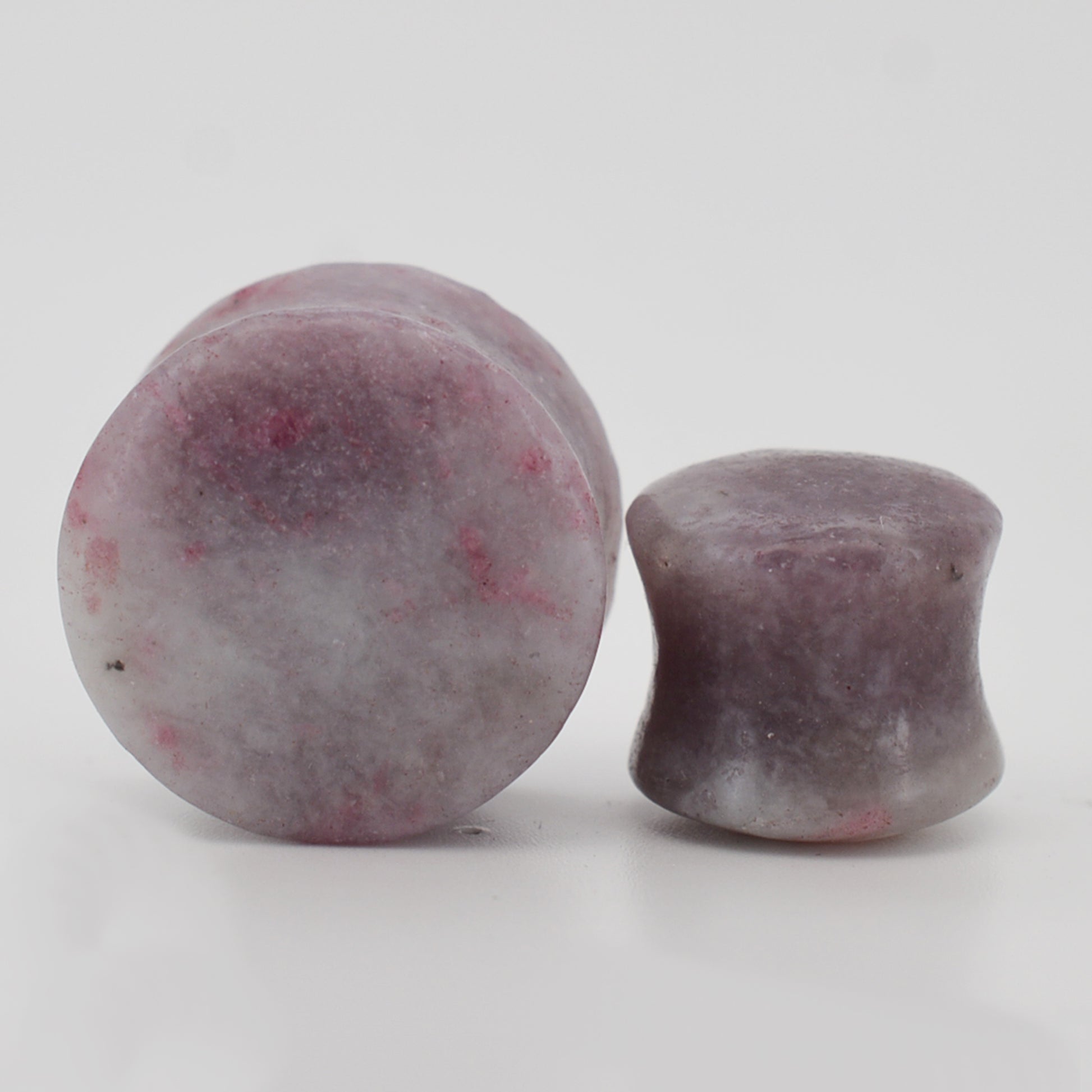 Lavender Lilac Organic Stone Ear Plugs, Natural Lepidolite Tumbled Stone, Double Flare Gauges, Unique Ear Stretching Jewelry