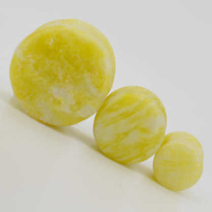 Lemon Calcite Stone Gauges, Organic Ear Plugs, Double Flare Plugs