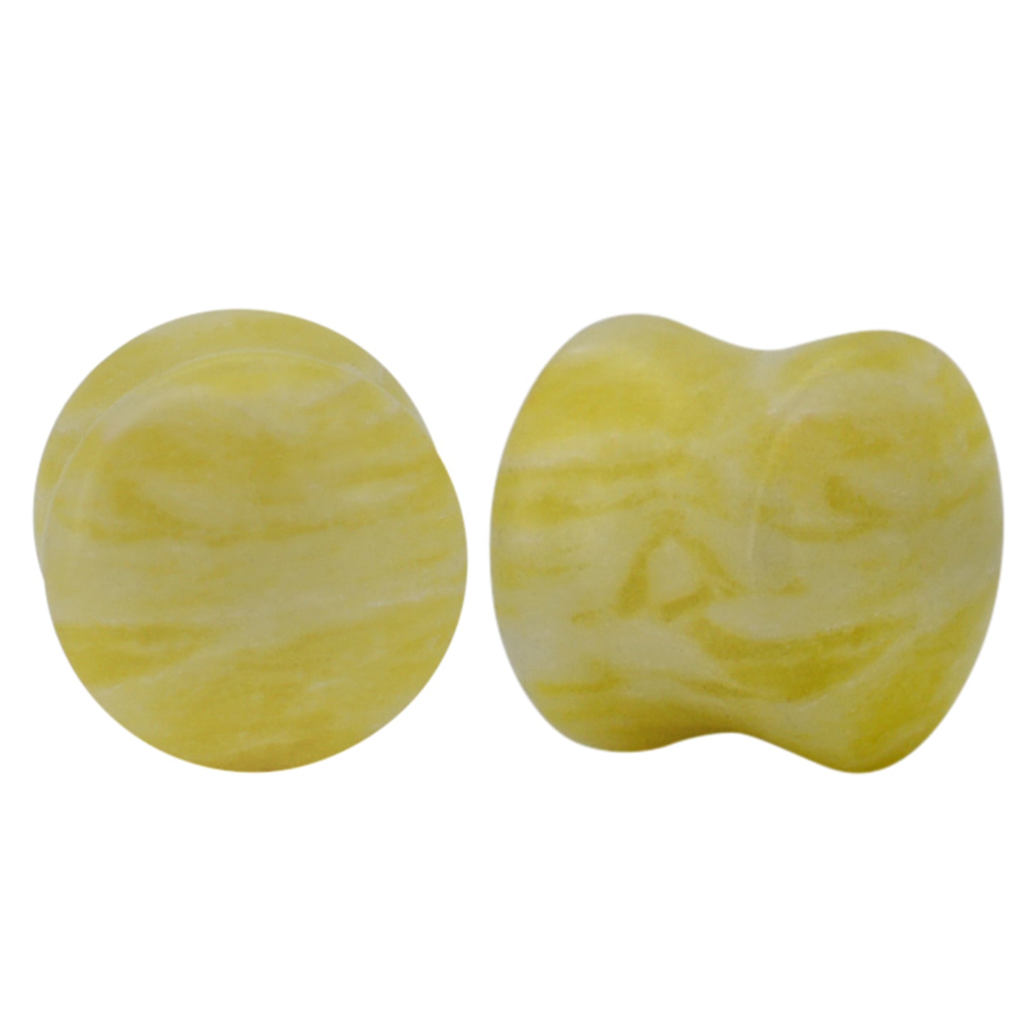 Lemon Calcite Stone Gauges, Organic Ear Plugs, Double Flare Plugs