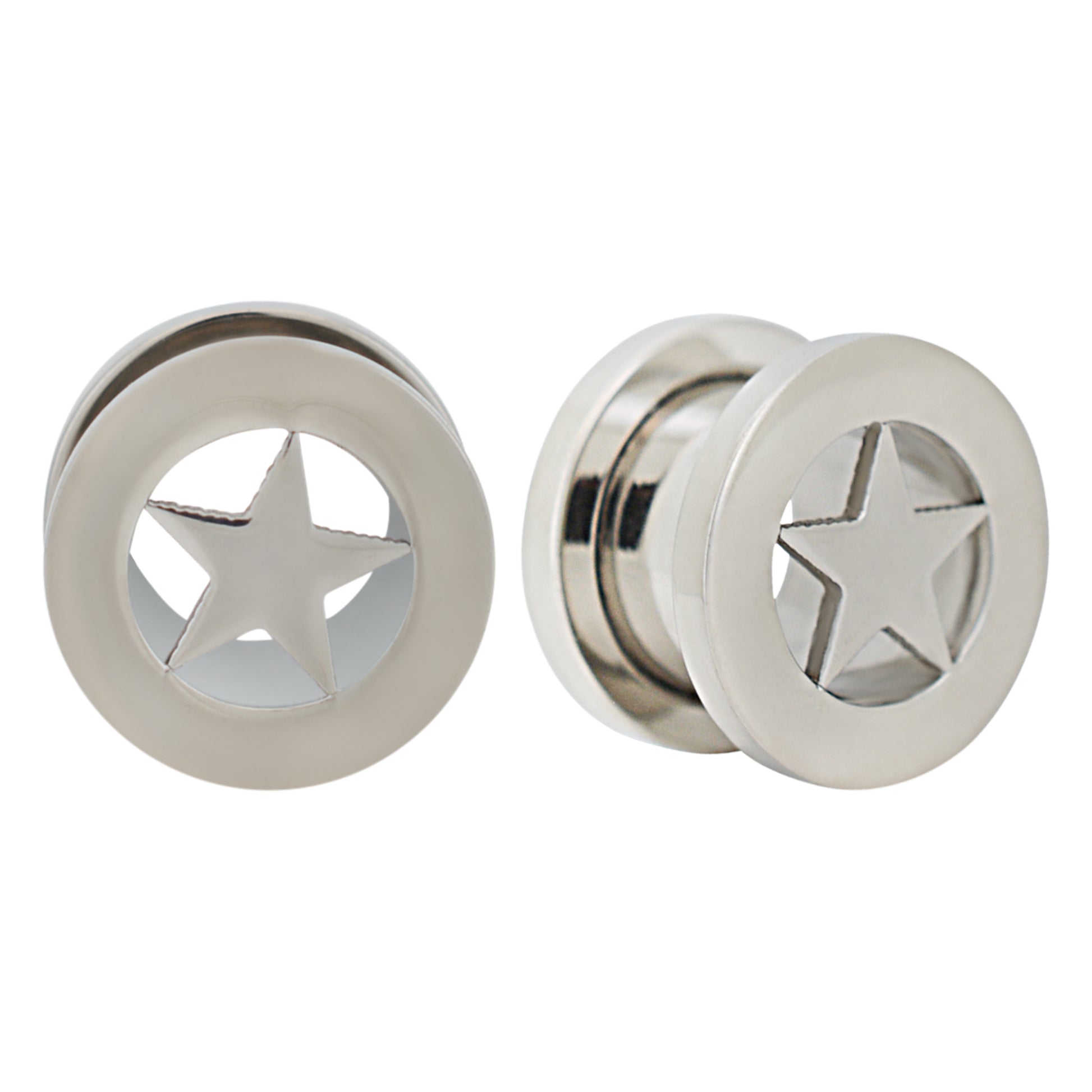 Star Design Surgical Steel Screw On Ear Plug | Gauges, Unique Gauging Plug, Ear Stretching Jewelry, Body Piercing Accessory