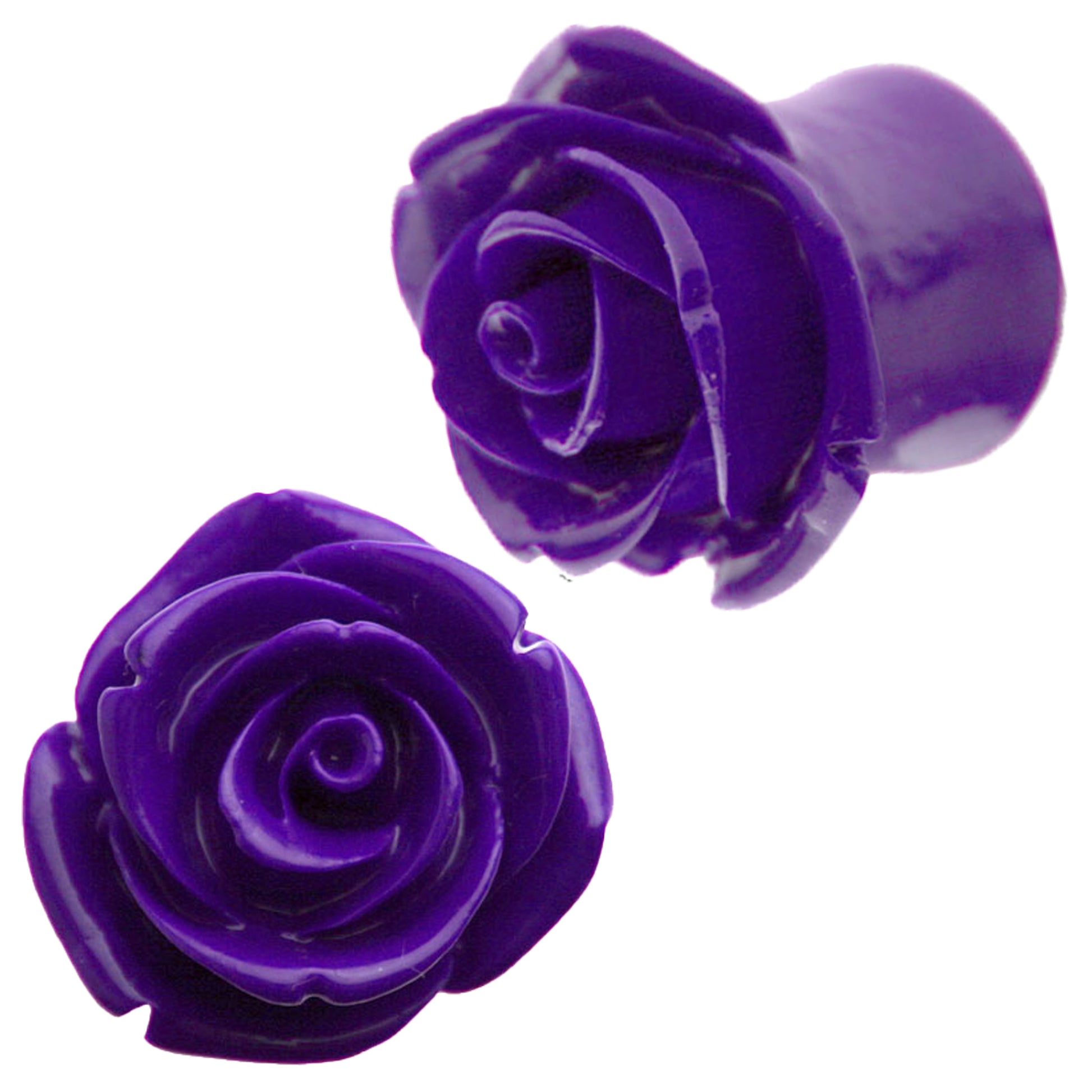 Purple Hybrid Tea Rose Flower Resin Ear Plug Gauges, Floral Design Flare Plug, Rose Ear Gauge, Flower Ear Jewelry, Sexy Jewelz