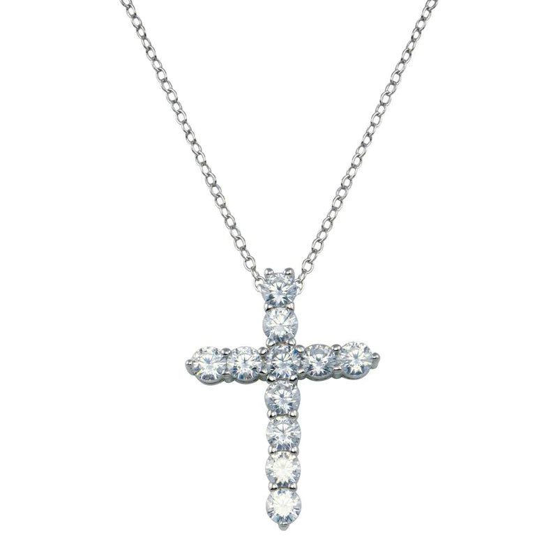 925 Sterling Silver Classic Cross with CZ Pendant Necklace