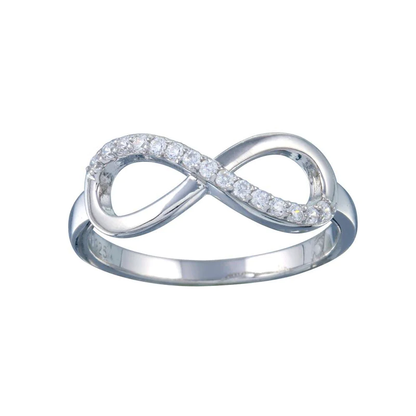 925 Sterling Silver Half CZ Studded Infinity Ring