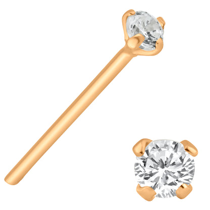  14k Solid Gold Lab Diamond Nose Bone, Prong Setting Bar, 12mm Length, Elegant Nose Jewelry, Sexy Jewelz, Los Angeles