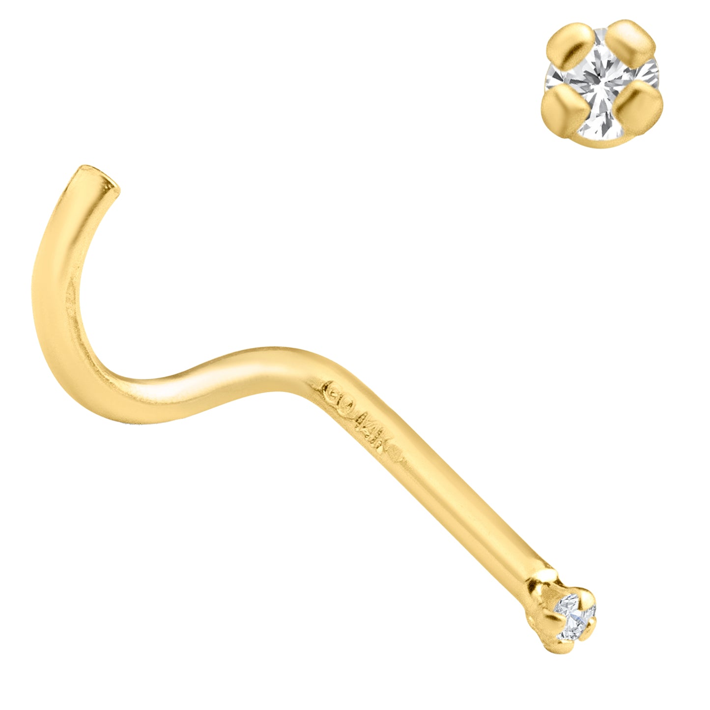 14k Solid Gold Diamond Nose Screw, Round Prong Setting, Unique Jewelry, Nose Piercing, Elegant Accessory, Sexy Jewelz, Los Angeles