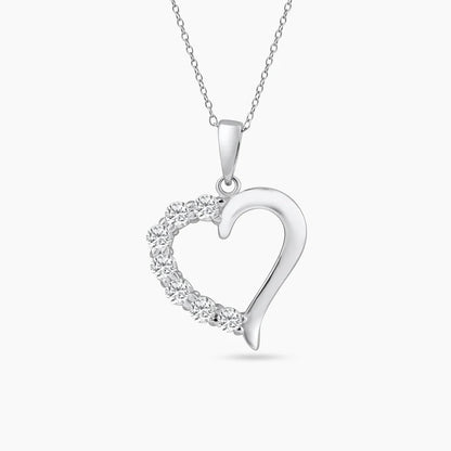 CZ Heart Pendant Necklace, Rhodium Plated Silver, Dainty Open Heart Charm, Women's Gift, Sparkling Jewelry, Sexy Jewelz, Los Angeles