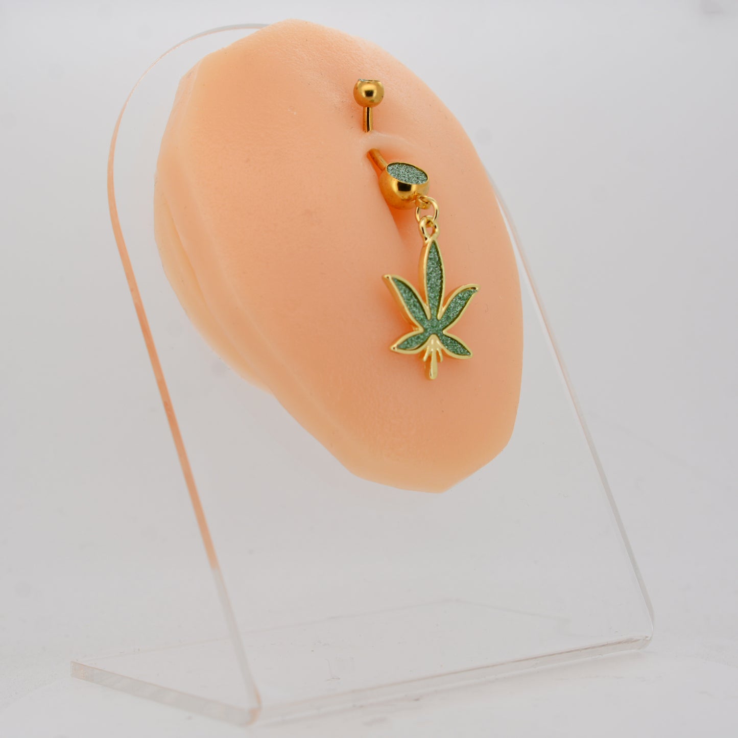 Stainless Steel Marijuana Leaf Belly Ring, Dangling Sandpaper Design, Weed Lover Jewelry, Sexy Jewelz, Los Angeles